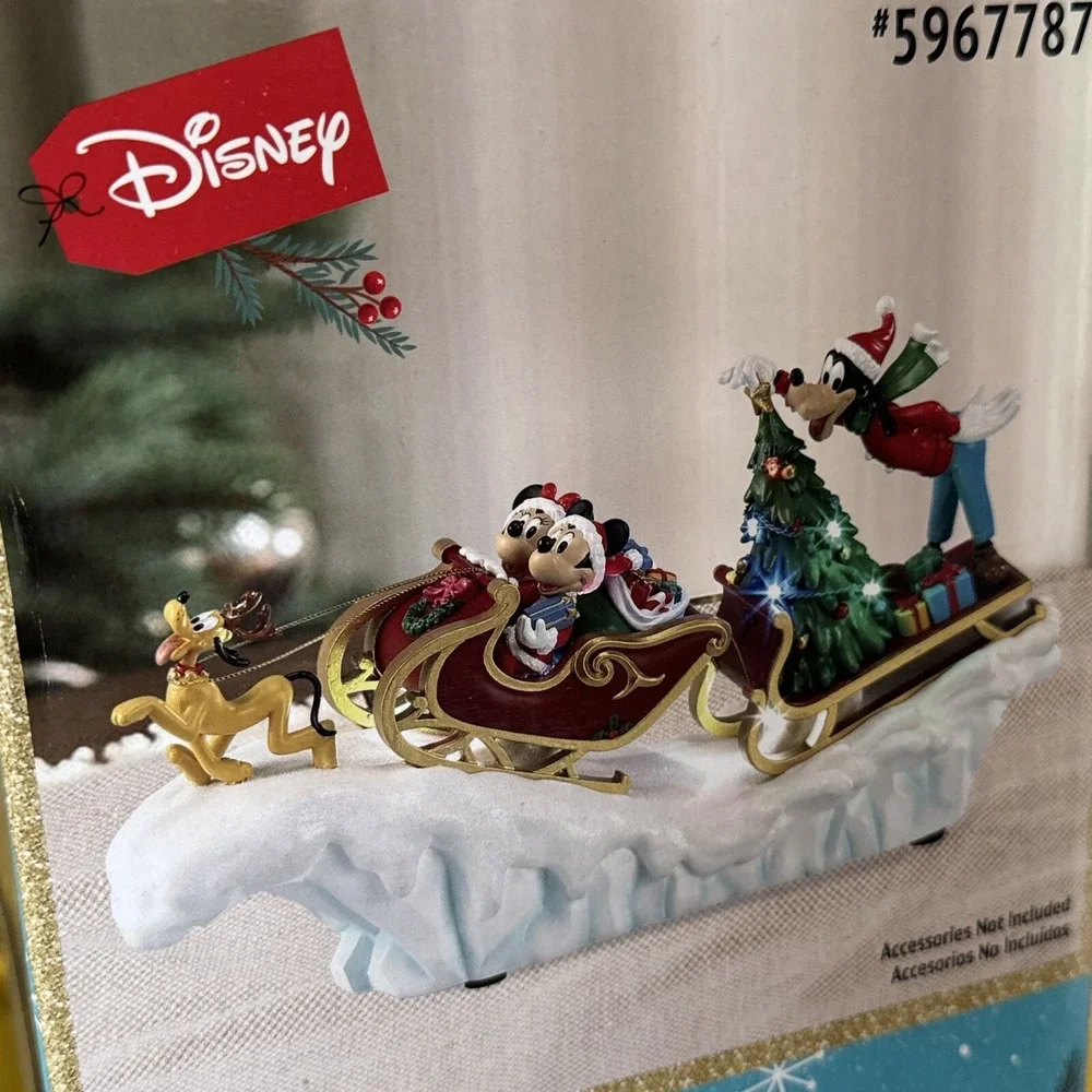 Disney Christmas Holiday NEW Musical Sleigh Mickey Minnie Goofy Pluto Song Light